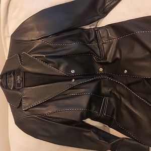 Black leather coat
